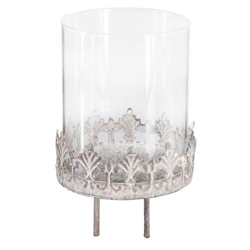 Floristik24 Teelichthalter zum Stecken Vintage Ø7cm H7,5cm grau 4 St