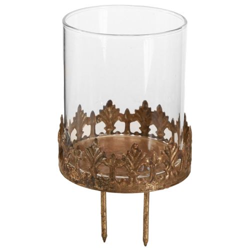 Floristik24 Teelichthalter zum Stecken mit Kerzenglas Gold Ø7cm 4 St