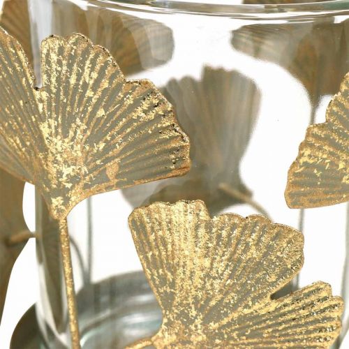 Floristik24 Teelichthalter Ginkgoblätter Gold Ginkgo Kerzenhalter Tischdeko Ø8,5cm