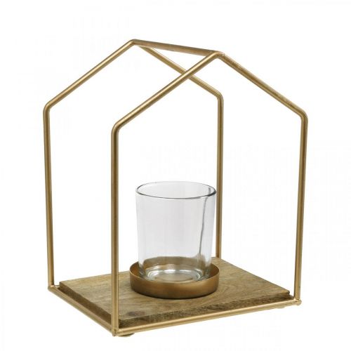 Floristik24 Windlicht Haus Metall Deko Teelicht Kerzenglas 20×16×26cm