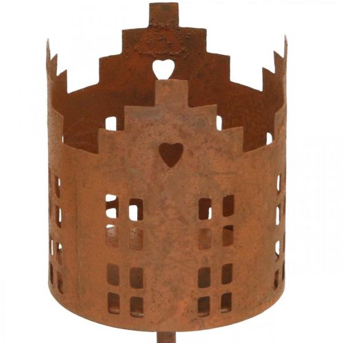 Floristik24 Teelichthalter Haus Metall Rost Häuschen zum Stecken Ø6,5cm 4St