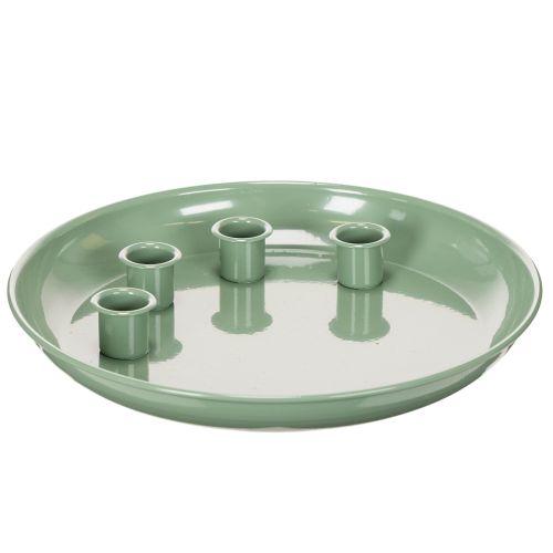 Kerzenteller Adventskranz grün mit vier Kerzenhaltern 24cm