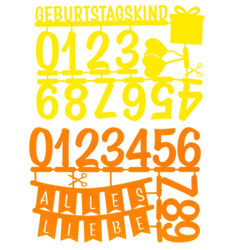 Tischdeko Geburtstag Kuchentopper Streudeko aus Filz Gelb Orange 2St | Floristik24.de