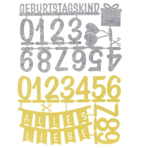 Tischdeko Geburtstag Kuchentopper Streudeko aus Filz Grün Grau 2St | Floristik24.de