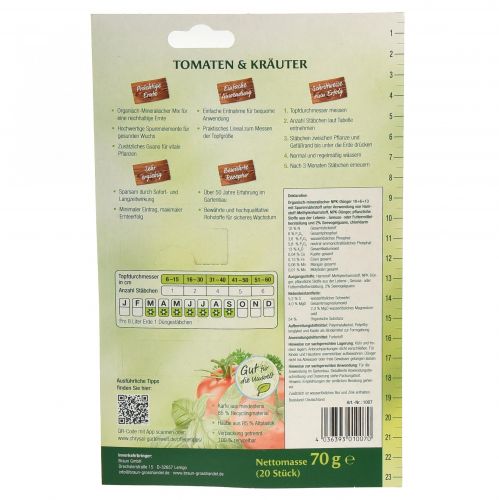 Floristik24 Düngestäbchen Tomaten & Kräuter 3 Monate Chrysal 20 St