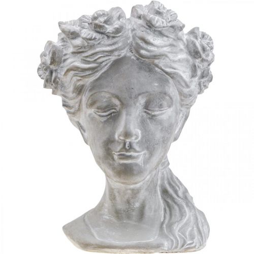 Artikel Pflanzkopf Beton Übertopf Frauenkopf Weiß gewaschen H34cm