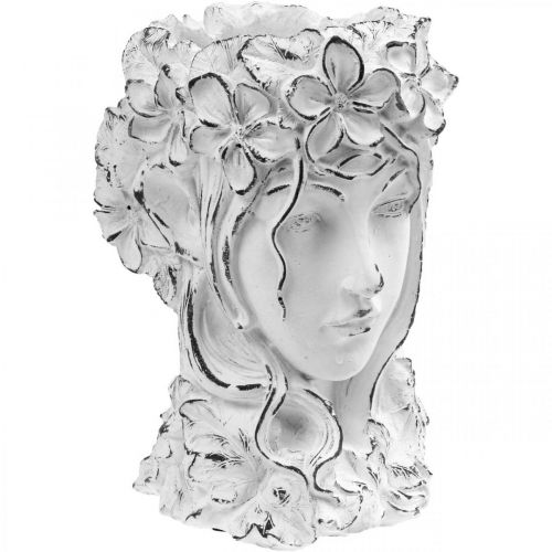 Pflanzkopf Beton Übertopf Shabby Chic Frauenkopf Weiß H34cm