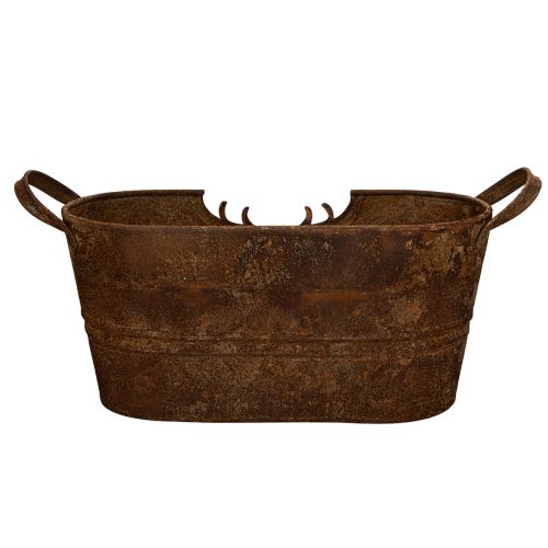 Metallschale oval mit Griffen Hirsch Motiv Rost 36cm | Floristik24.de