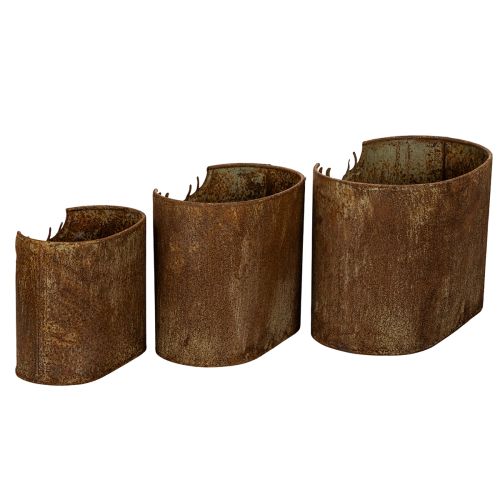 Pflanzgefäß Hirsch Metall oval Rost rustikal 3er-Set 24cm | Floristik24.de