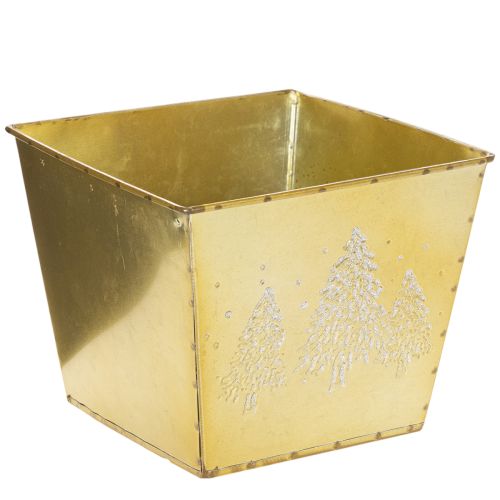 Pflanzgefäß Metall mit glitzerndem Tannenmotiv 18cm