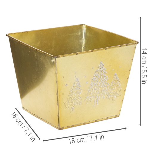 Pflanzgefäß Metall mit glitzerndem Tannenmotiv 18cm | Floristik24.de