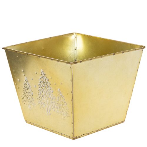 Pflanzgefäß Metall mit glitzerndem Tannenmotiv 18cm | Floristik24.de