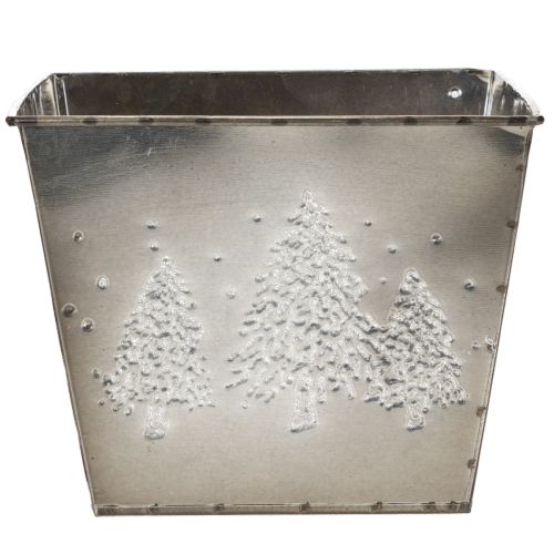 Metall Übertopf quadratisch mit Tannen Motiv 18cm | Floristik24.de