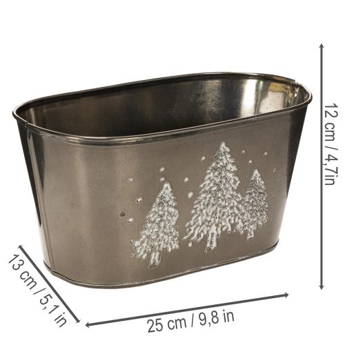 Übertopf oval Tannenbäume geprägt 25cm | Floristik24.de