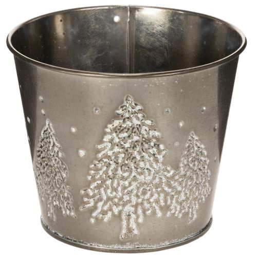 Metall Übertopf mit Glitzer Tannen 13cm