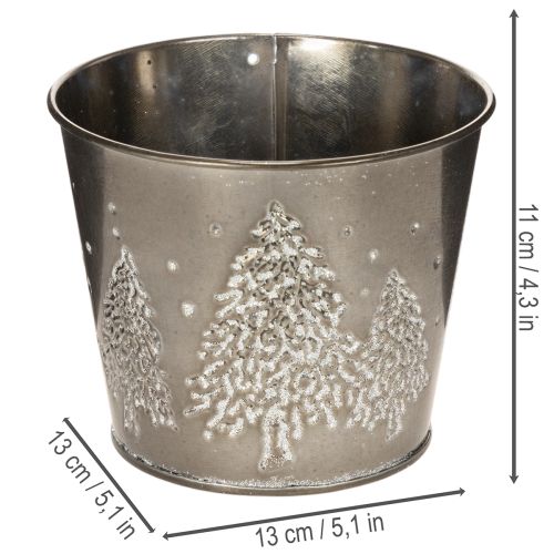 Metall Übertopf mit Glitzer Tannen 13cm | Floristik24.de
