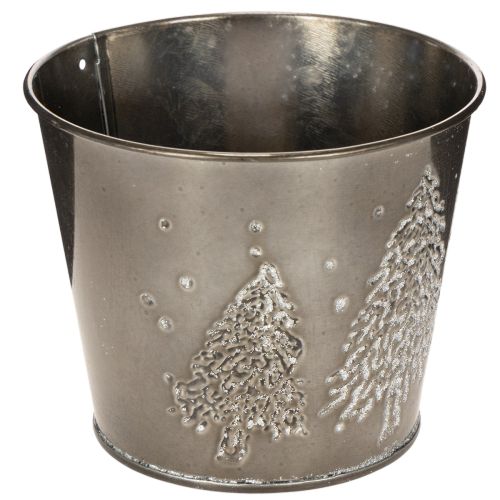 Metall Übertopf mit Glitzer Tannen 13cm | Floristik24.de