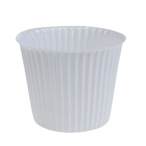 Floristik24 Topf mit Rillen aus Plastik Ø10cm H8cm Weiß 25St