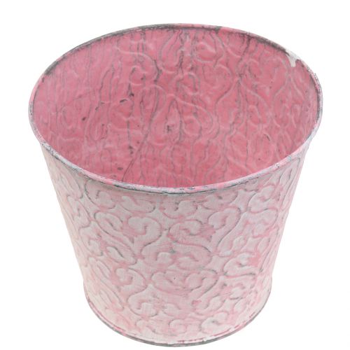 Floristik24 Zinktopf mit Dekor Rosa Ø12cm H10cm