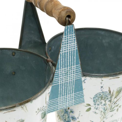 Floristik24 Doppel Blumentopf Sommerdeko Übertopf Metall mit Henkel Vintage Look Ø11,5cm