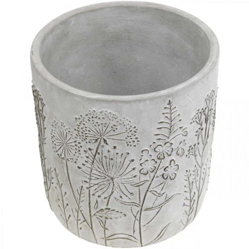 Floristik24 Beton Blumentopf Weiß mit Relief Blumen Vintage Ø16cm