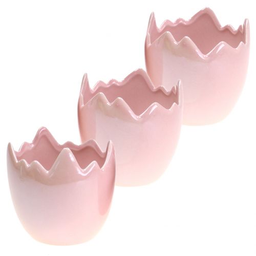 Floristik24.de Übertopf Eierschale Rosa Perlmutt Ø8cm H9cm 3St-63622