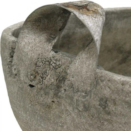 Beton-Schale Weiß Grau Braun mit Griffen Antik L28cm