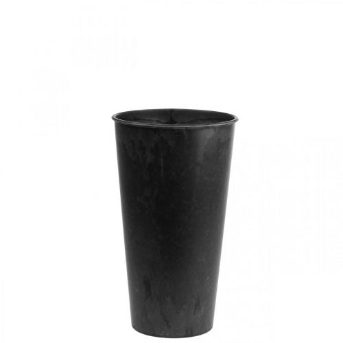 Floristik24 Tischvase Vase Schwarz Plastik Anthrazit Ø15cm H24cm