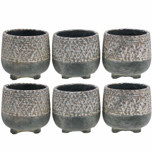 Floristik24 Pflanztopf Übertopf Antik Beton Grau/Weiß Ø11cm H10,5cm 6St