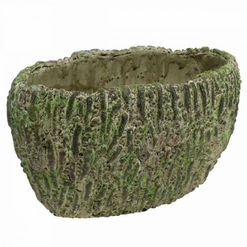 Floristik24 Übertopf Beton oval Antik-Look Grün, Braun 24×14×13cm