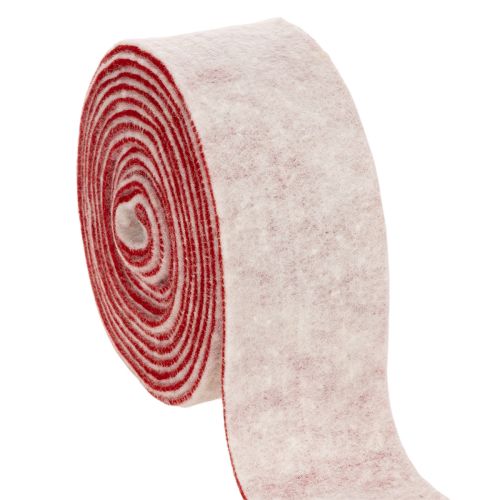 Topfband zweifarbig aus 100% Wolle als dekoratives Filzband Weiß/Rot 7,5cm 5m | Floristik24.de