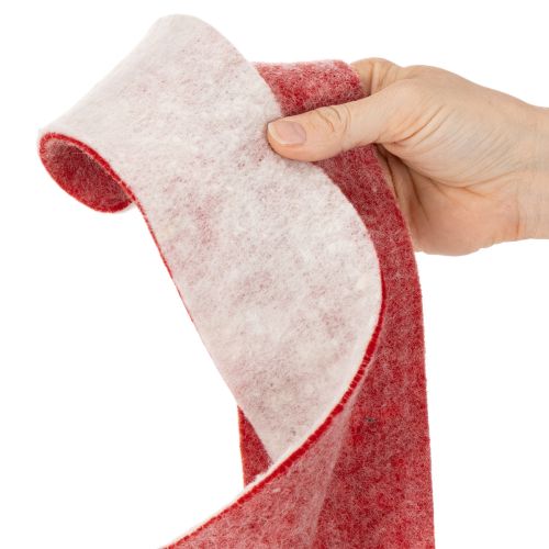 Topfband zweifarbig aus 100% Wolle als dekoratives Filzband Weiß/Rot 7,5cm 5m | Floristik24.de