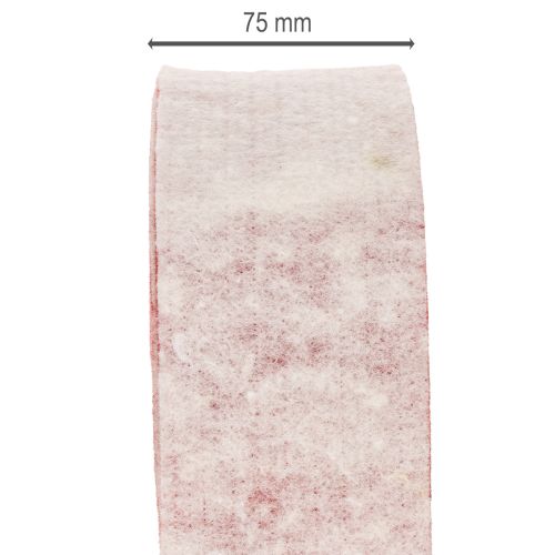 Topfband zweifarbig aus 100% Wolle als dekoratives Filzband Weiß/Rot 7,5cm 5m | Floristik24.de