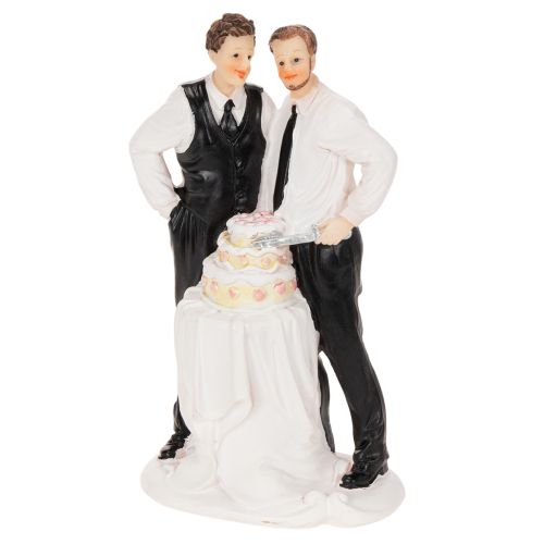 Tortenfigur Männerpaar mit Torte 16,5cm