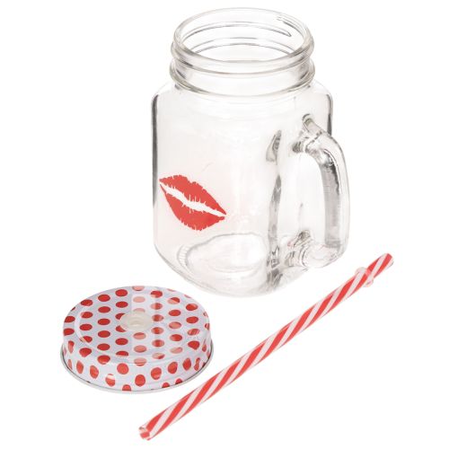 Trinkglas mit Deckel & Henkel Ø7cm H13,5cm | Floristik24.de
