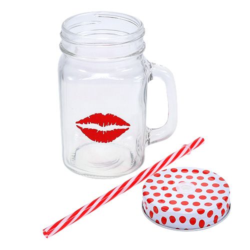 Artikel Trinkglas mit Deckel & Henkel Ø7cm H13,5cm