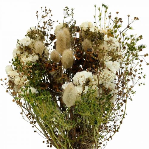 Floristik24 Trockenblumenstrauß mit Wiesengräsern Weiß, Grün, Braun 125g Trockenfloristik
