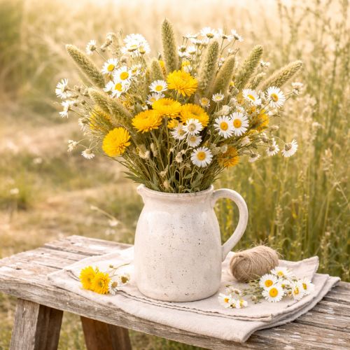 Artikel Trockenblumen Acroclinium Weiße Blüten Trockenfloristik 60cm 80g