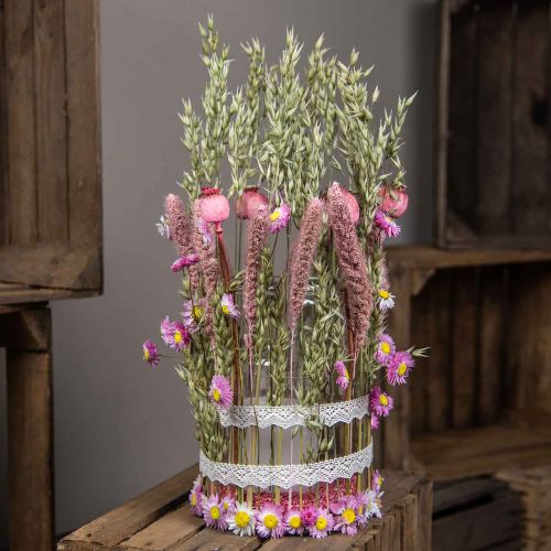 Floristik24 Trockenblumstrauß Strauß Wiesenblumen Pink H50cm 140g