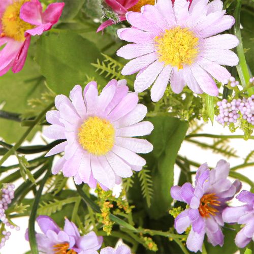 Floristik24 Türkranz Sommer Gänseblümchen Künstlich Grün Lila Ø30cm