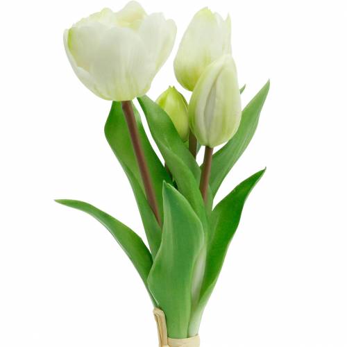 Floristik24 Künstlicher Tulpen-Strauß, Seidenblumen, Tulpen Real Touch Weiß