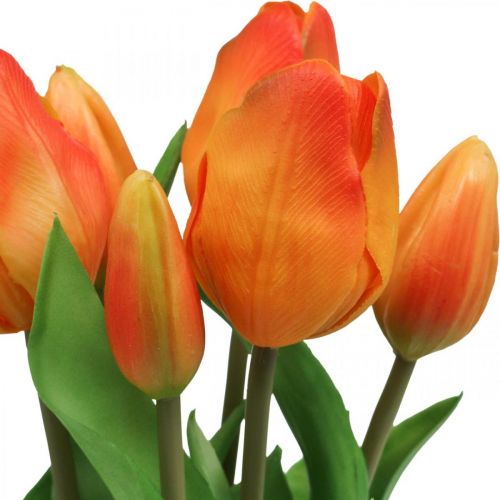 Floristik24 Künstliche Tulpe Orange Kunstblumenstrauß 38cm 7St