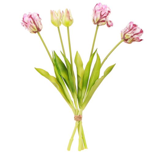 Artikel Tulpen künstlich Papageientulpen Lila Strauß mit 5 Blüten 40cm