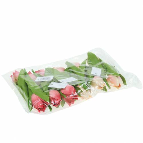 Floristik24 Tulpenmix Kunstblumen Pink Apricot 16cm 12St
