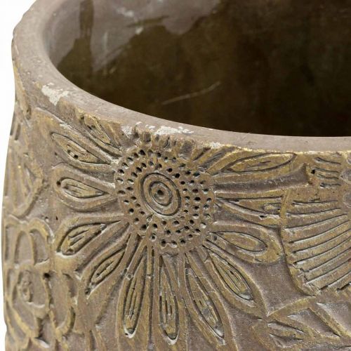 Artikel Übertopf Gold Blüten Keramik Blumentopf Ø13,5cm H15cm