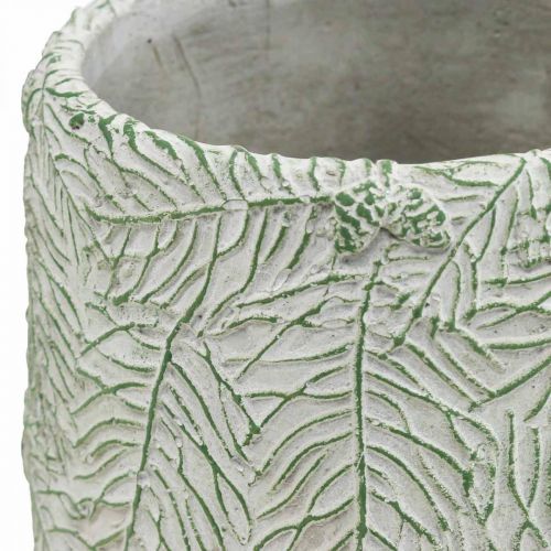 Artikel Übertopf Keramik Grün Weiß Grau Tannenzweige Ø12cm H17,5cm