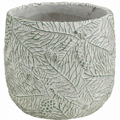 Übertopf Keramik Grün Weiß Grau Tannenzweige Ø12,5cm H12cm
