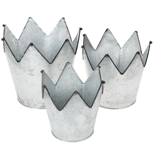 Übertopf Krone Metall Deko Zink Ø21,5/19,5/17cm 3er-Set