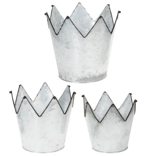 Übertopf Krone Metall Deko Zink Ø21,5/19,5/17cm 3er-Set | Floristik24.de