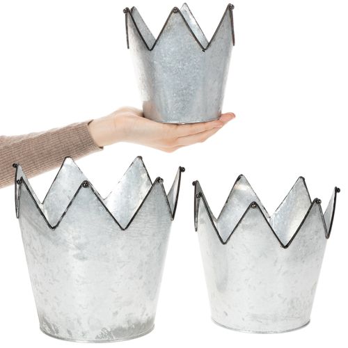 Übertopf Krone Metall Deko Zink Ø21,5/19,5/17cm 3er-Set | Floristik24.de